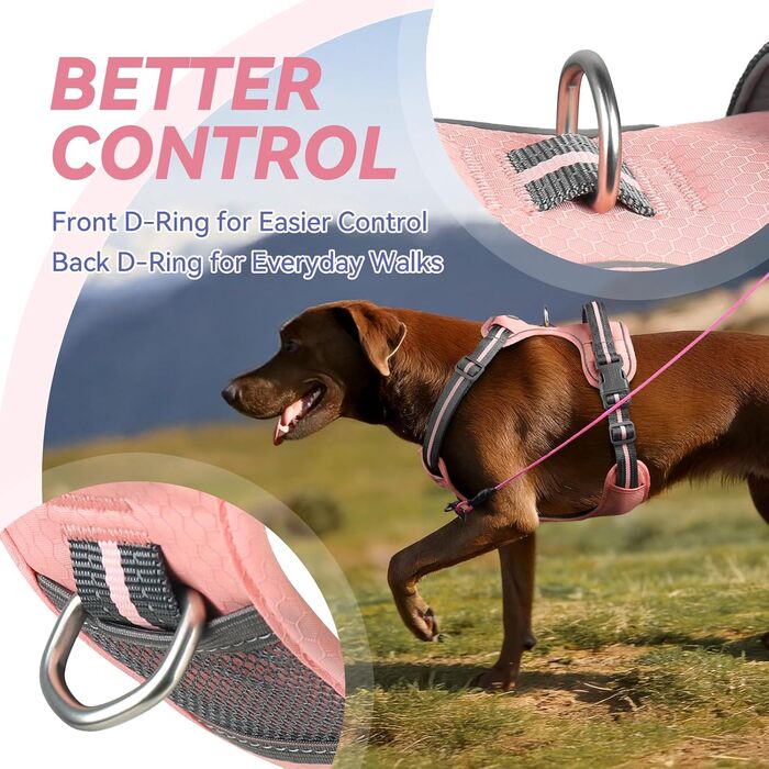 Шлейка для собак VIVAGLORY Easewalk, анти-тягнуча шлейка для тренувань та прогулянок, шлейка від тяги для цуценят з ручкою, анти-вислизаюча та постійна анти-тяга для цуценят та собак, XS, (Sakura-Rosa, XS: 25-51 см (обхват грудної клітки))