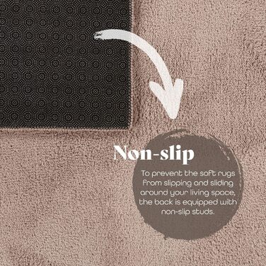 Килимок для вітальні TT Home Kurzflor: сучасний, однотонний, круглий, 80 см, бежевий (тауп), антиковзаюча основа, машинне прання