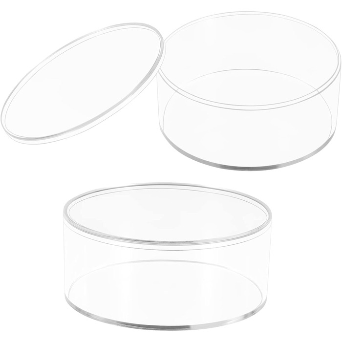 Круглі акрилові контейнери з кришкою, 2 шт, прозорі, 15x2,6 см, для зберігання цукерок, пігулок, намистин, нігтів та прикрас