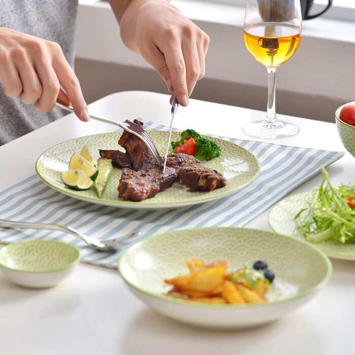 Набір тарілок Vancasso Maracon Natsuki: 8 глибоких тарілок з порцеляни, Ø 21.5 см, 600 мл