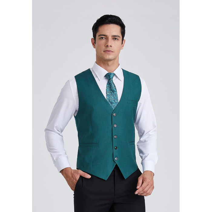 Жилет для чоловіків Enision: однотонний, з кишенями, для весілля, діловий стиль, розміри XS-4XL (4XL, блакитно-зелений)