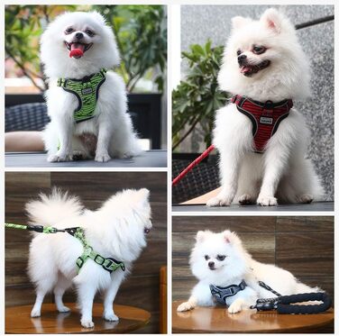 Нашийник для собак середніх та маленьких порід, цуценят, анти-тяга, безпечний, світловідбиваючий, м'який, регульований (S, Червоний)