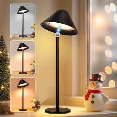 Світлодіодна настільна лампа Rosnek бездротова, акумуляторна 4000 mAh з димером, поворотна на 360°, чорна