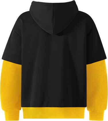 Чоловіча толстовка з капюшоном RUIZEHONG з блискавкою, спортивна куртка, блоковий колір, повсякденний стиль, з кишенями, біло-чорна (чорно-жовта, L)