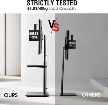 Підставка для телевізора Boden для 32-65 дюймів, поворотна (60°), регульована по висоті (8 ступенів), чорна, до 40 кг, VESA 400x400