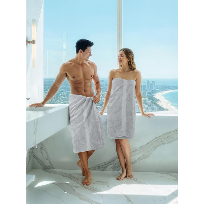 Набір банних рушників Utopia Towels (4 шт.), 69 x 137 см, 100% бавовна, гігроскопічні м'які рушники для душу з петлею для підвішування, колір: світло-сірий