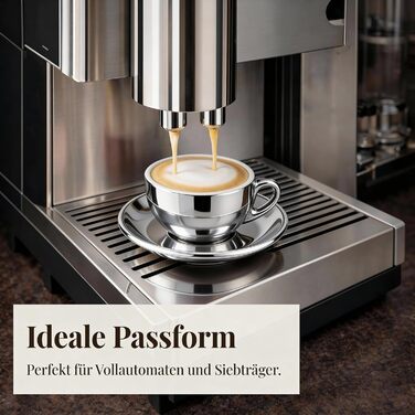 Набір з 6 еспресо-чашок з підстаканниками, хром, італійський стиль, Dickwandig & schwer, 200 мл, срібний | Подарунковий набір