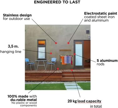 Настінна сушарка для білизни, розсувна, чорна, 70 см