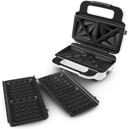 Сендвічниця та вафельниця Tefal Snack XL SW7011, 2 антипригарні пластини, глибокі форми, потужність 850 Вт, рецепт, знімні пластини, для приготування сендвічів і вафель, можна мити в посудомийці
