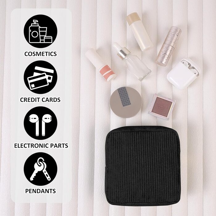 Косметичка MAGEFY: 2 шт. (бежева + чорна), з відділеннями, для подорожей, з корду, для жінок