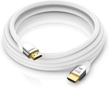 HDMI кабель 2.1 8K (3,0м) - білий, підтримка 8K@60Hz, 4K@120Hz, HDR, ARC, PS4, PS5, Xbox, Blu-Ray