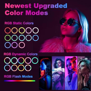 PEYOU Кольцеве світло з штативом, 42 режими RGB, для відео, Live, Vlog, YouTube, TikTok, макіяжу та фотографії