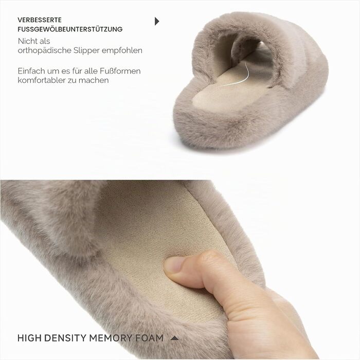 Жіночі домашні капці Chantomoo з ефектом пам'яті (Memory Foam), м'які та пухнасті з штучного хутра, відкриті пальці, світло-коричневі, розмір 40/41 EU