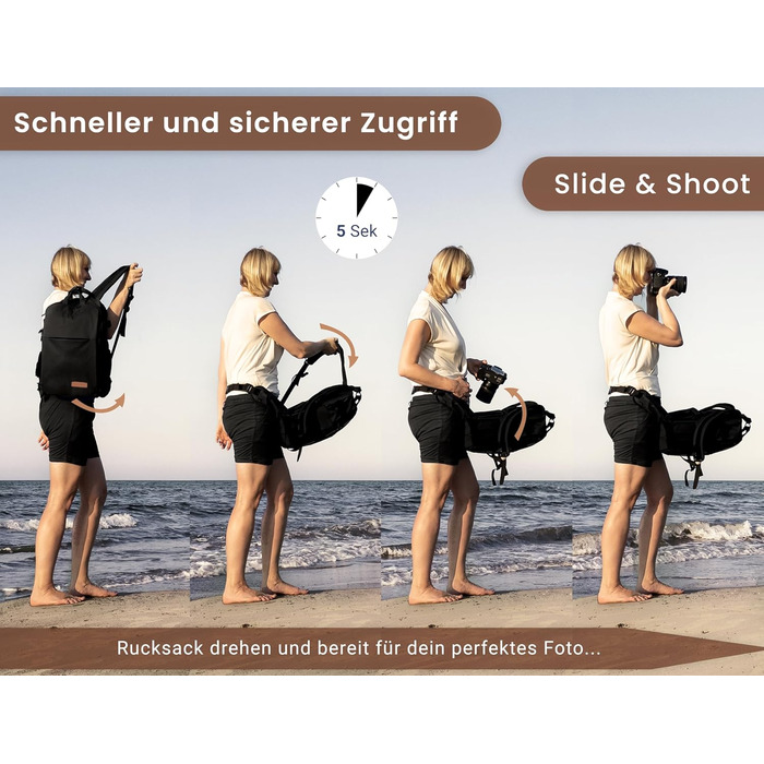 Чорний рюкзак для камери: захист від крадіжок, відділення для ноутбука 14