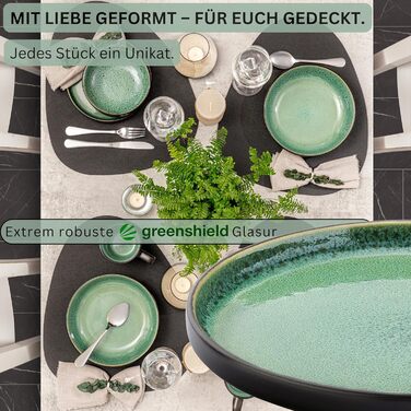 Набір десертних тарілок Sänger Greenwich, 6 шт., кераміка, зелений колір, для 6 осіб, стійкий до миття в посудомийній машині та мікрохвильовій печі
