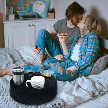 Sofa-Buddy Practical Couch Cup Holder, Couch Coaster, Sofa Cup Holder - The Perfect Couch Accessory (Big-SoftVelvet-Black)