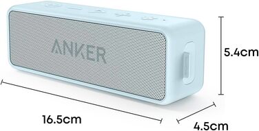 Портативна Bluetooth Колонка Soundcore Anker 2 з 12W Звуком, BassUp, IPX7 Водонепроникність, 24 Години Роботи, Бездротове З'єднання, Колонка для Дому, Відпочинку та Подорожей