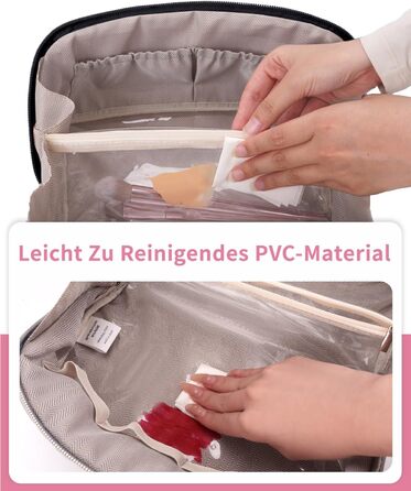 Чорна косметичка для подорожей Wandering Nature з відділенням для пензлів, велика, водонепроникна, з перегородкою та ручкою (патендована)