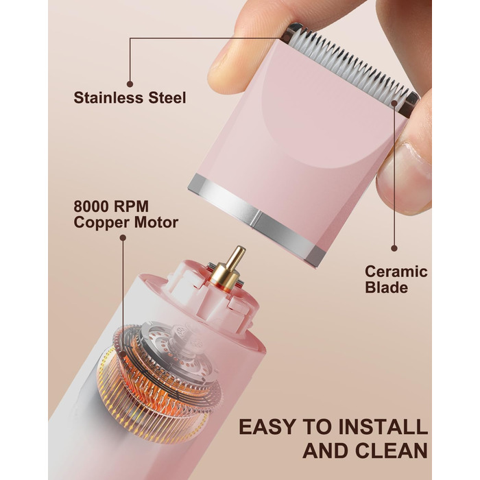 Електричний жіночий триммер для інтимної зони, рожевий. Бездротовий, водонепроникний для сухого та вологого гоління