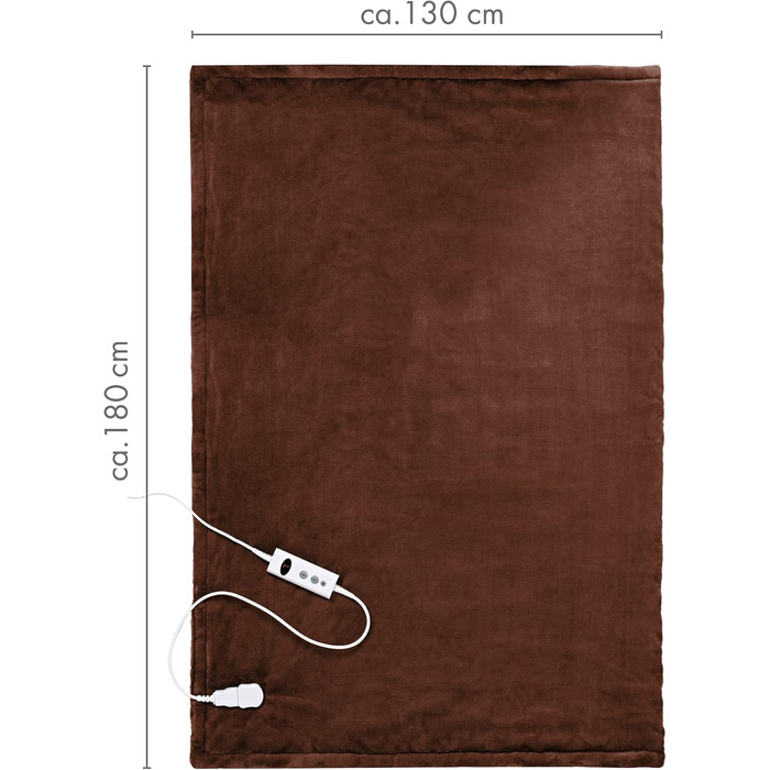 Електрична гріюча ковдра Promed з автовимкненням, 180x130 см, 10 температурних режимів, коричнева