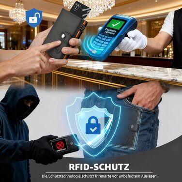 Чоловічий гаманець TENBST з відділом для монет, Slim Wallet, картхолдер на 8-10 карт, RFID захист, преміум якість, чорний