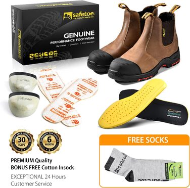 Черевики робочі S3 для чоловіків та жінок, M-8025NB. Безпечні черевики з водонепроникного та дихаючого шкіряного верху, легкі та зручні устілки, композитний захист пальців та антипрокольна підошва. Колір: бежевий, розмір: 44 EU, ширина: широка.