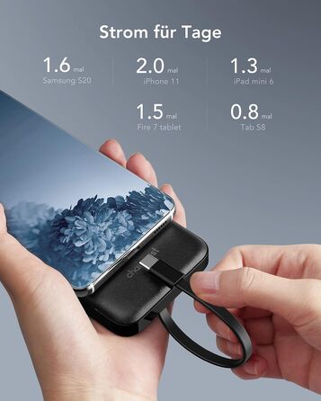 Power Bank Charmast 10000mAh з 6 виходами, USB-C, LED-дисплеєм, 4 кабелями, чорний