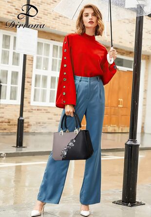 Сумка жіноча DIRRONA сіра: сумка-тоут, сумка через плече з квітковою вишивкою та помпонами для роботи, відпочинку, подорожей, вечірок та весіль