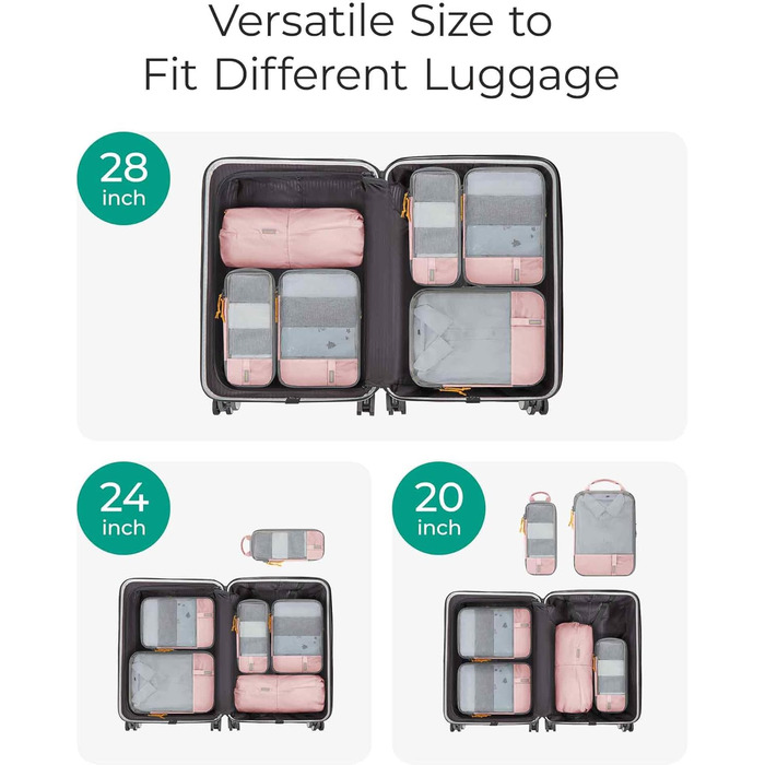 Набір органайзерів для одягу BAGSMART 6 шт. з мішком для білизни - набір кубиків для подорожей, рюкзака, валізи