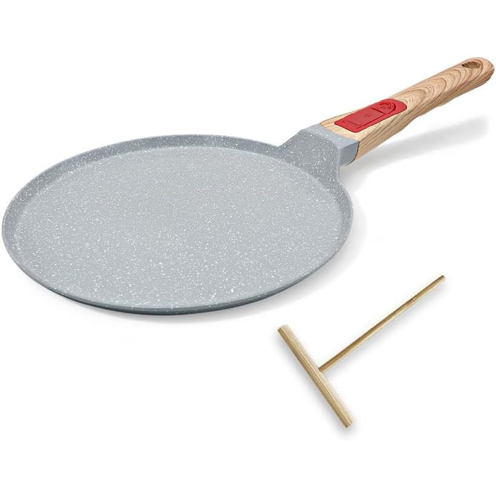 RANX INGST Crepe Pan with Removable Handle 20 cm - Non-Stick Ceramic Coating - Pancake Pan with Batter Spreader - Blue Blue 20 cm