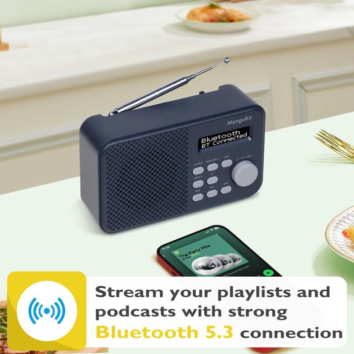 MD5 Портативне DAB радіо зі стерео звуком, Bluetooth 5.3, 2.4