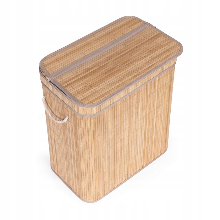 Бамбукова кошик для прання на 100 літрів з двома відсіками та кришкою