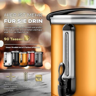 Glow Wine Heater 6.8L / 1500W Canning Machine made of Stainless Steel, Glow Wine Kettle, Glow Wine Machine, Hot Beverage Machine, Hot Water Dispenser (30 Liter, Copper)