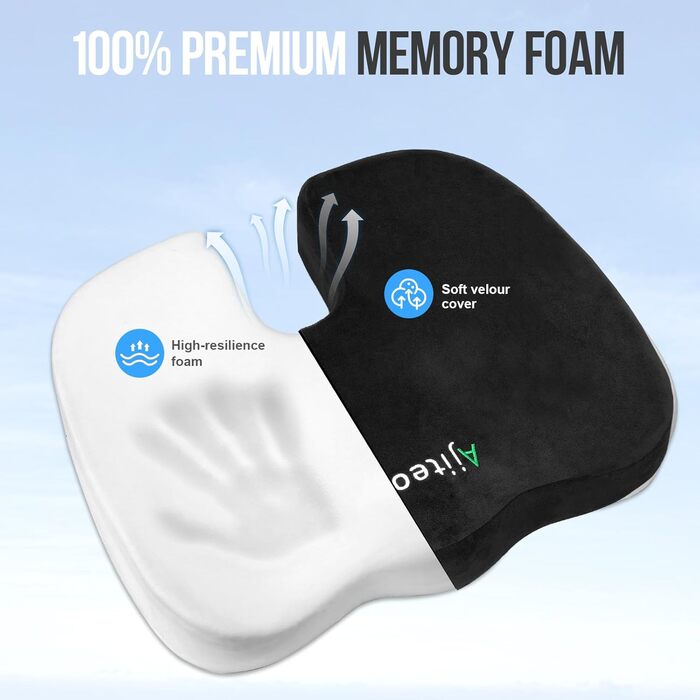 Подушка з піни Memory Foam для офісного крісла, авто та геймерського стільця - ортопедична підтримка спини