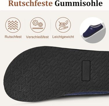 Тапочки халатні RUIYI для дому та вулиці, зимові, теплі, з підтримкою склепіння стопи, з антиковзкою підошвою (синій, 44 EU)