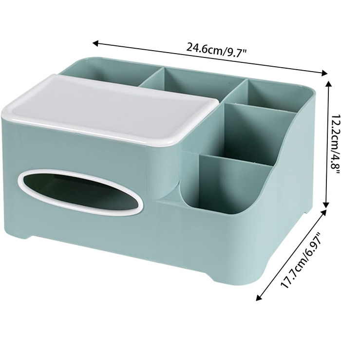 Tissue Box, Tissue Holder Box, Multifunctional Tissue Holder with Stylish Remote Control Tabletop, Cosmetic Tissue Box for Office Bedroom Car (A green)