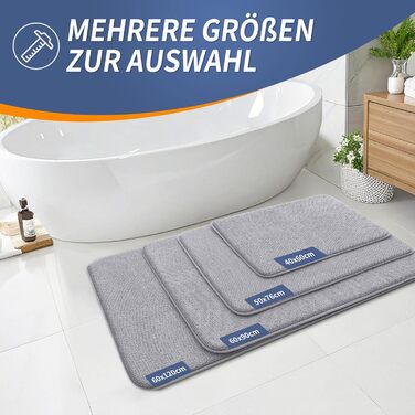 Килимок для ванної кімнати Homaxy з піною пам'яті, 40x60 см, сірий. М'який, неслизький, швидковисихаючий, для ванної кімнати.