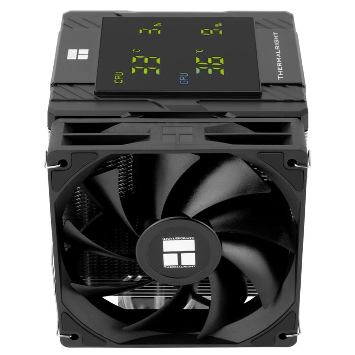 Кулер для процесора Thermalright Peerless Assassin 120 Digital Black з цифровим дисплеєм, 6 теплових трубок, сумісність з AM4/AM5, Intel LGA1700/1851/1200, чорний