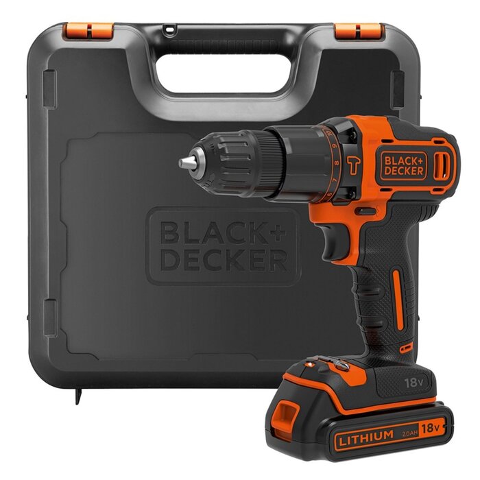 Акумуляторний ударний дриль-шуруповерт Black+Decker BDCH188N (18V, 2 швидкості, патрон 10 мм, регулювання крутного моменту, подвійне свердло, без акумулятора та зарядного пристрою) (комбінований ударний дриль)