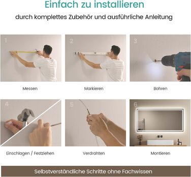 LED дзеркало для ванної кімнати EMKE 40x60 см з підсвіткою, антизапарник, регулювання кольору світла, сенсорне управління, алюмінієва рама, IP44, енергозберігаюче