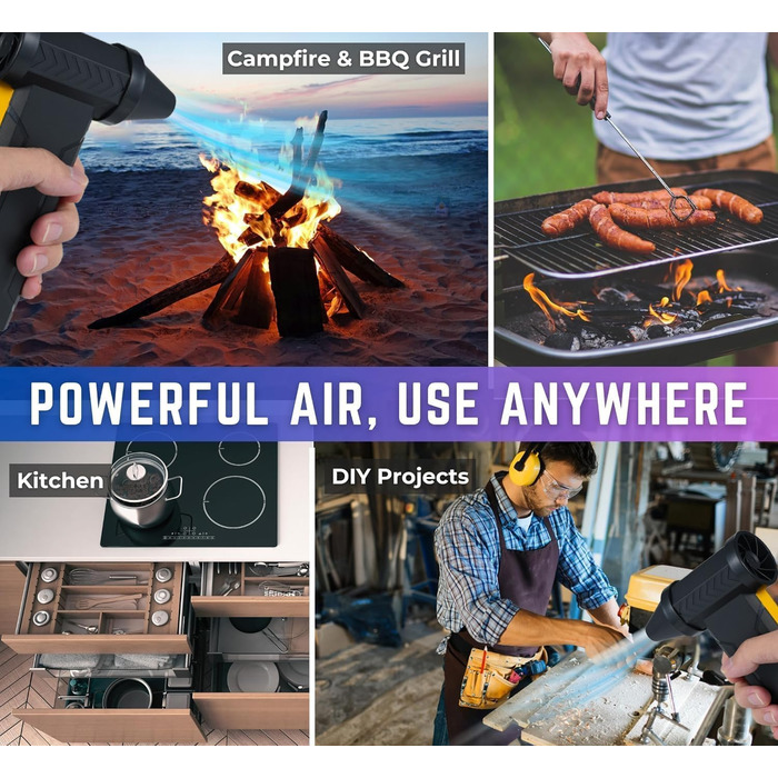 Електричний пилосос для повітряного видування, 3 швидкості, 160000 об/хв, для чищення ПК, електроніки, диванів, авто, офісної техніки (Чорний)