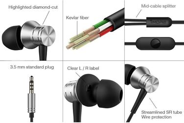 Навушники 1MORE Piston Fit: стерео звук, баси, мікрофон, пульт, сумісні з iOS та Android (срібні)