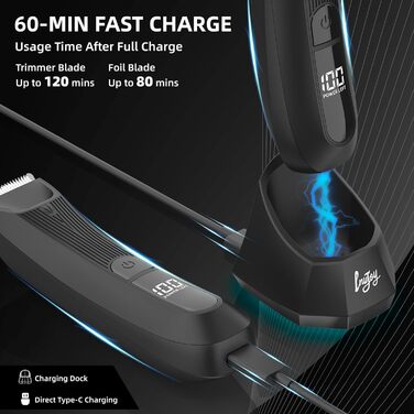 Триммер для тіла INVJOY Manscape: чоловічий триммер для тіла, триммер для паху, вологостійкий, USB-C, з LED-підсвічуванням