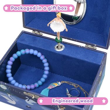 Шкатулка для дівчаток Jewelkeeper з музикою та обертовою балериною, блискучий дизайн - мелодія 