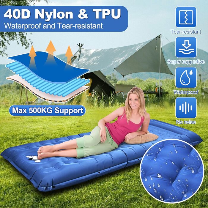 Wholede Self-Inflating Insulated Sleeping Pad for Camping - Lightweight & Waterproof Mat for 1 Person - Ideal for Backpacking, Hiking, Trekking & Tent Use