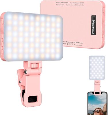LED-відеолампа Newmowa NMW-80AI для селфі, TikTok, макіяжу та відеоконференцій (рожева)