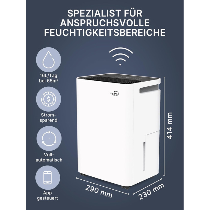 Електричний осушувач повітря Comedes Demecto 30 eco WiFi (25 л/24г) - для дому, підвалу, квартири, будинку. Керування через додаток.