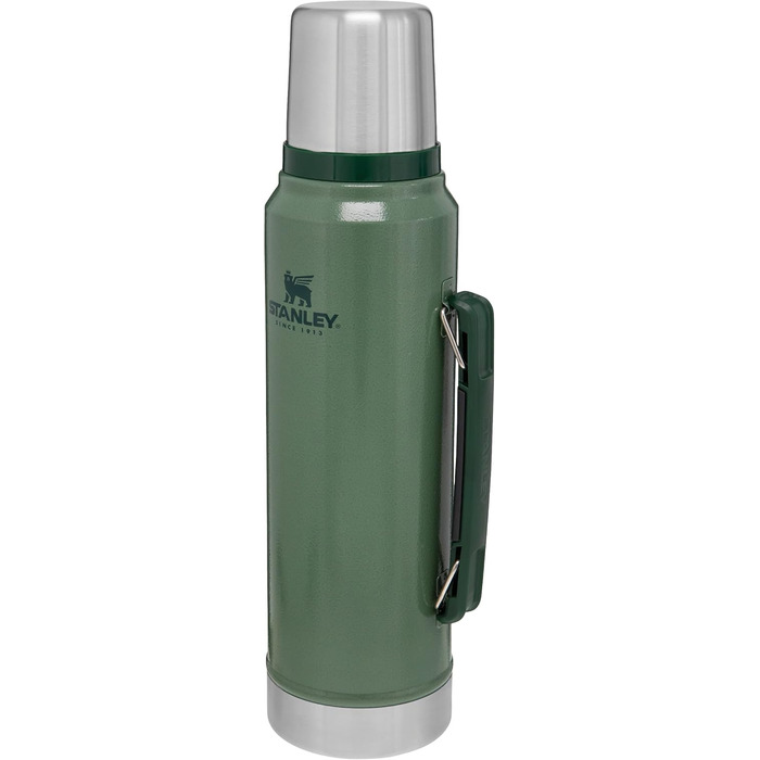 Stanley Classic Legendary Thermos Bottle 1L - Thermos Keeps Drinks Hot or Cold for 24 Hours - Stainless Steel Thermos - BPA-Free - Dishwasher Safe - Hammertone Green