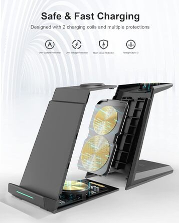 Бездротова зарядка 3-в-1 для Apple Watch, iPhone та AirPods Pro (білий/чорний)