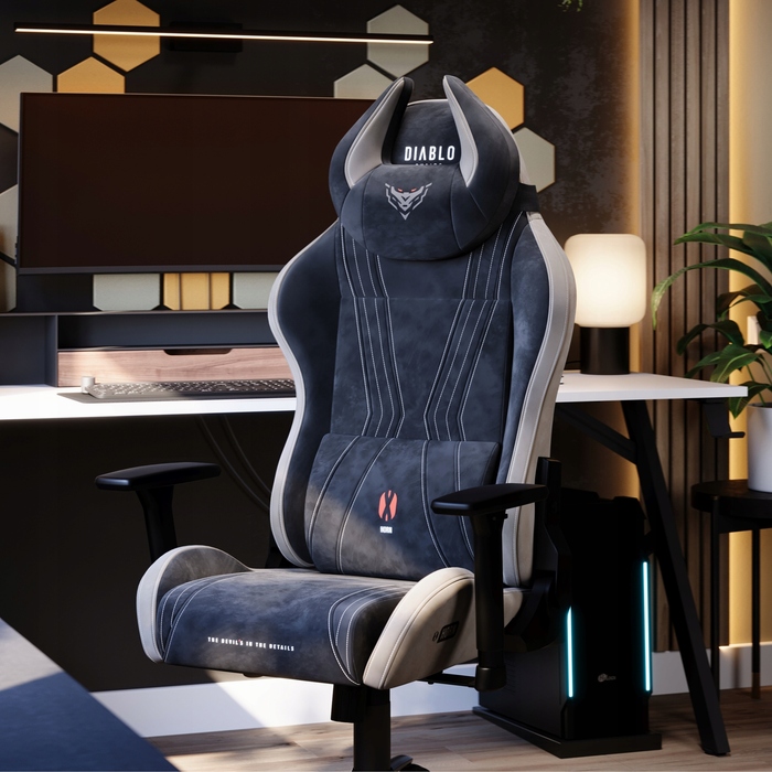 Ігрове крісло Diablo Chairs X-Horn 2.0, тканина, чорно-сіре